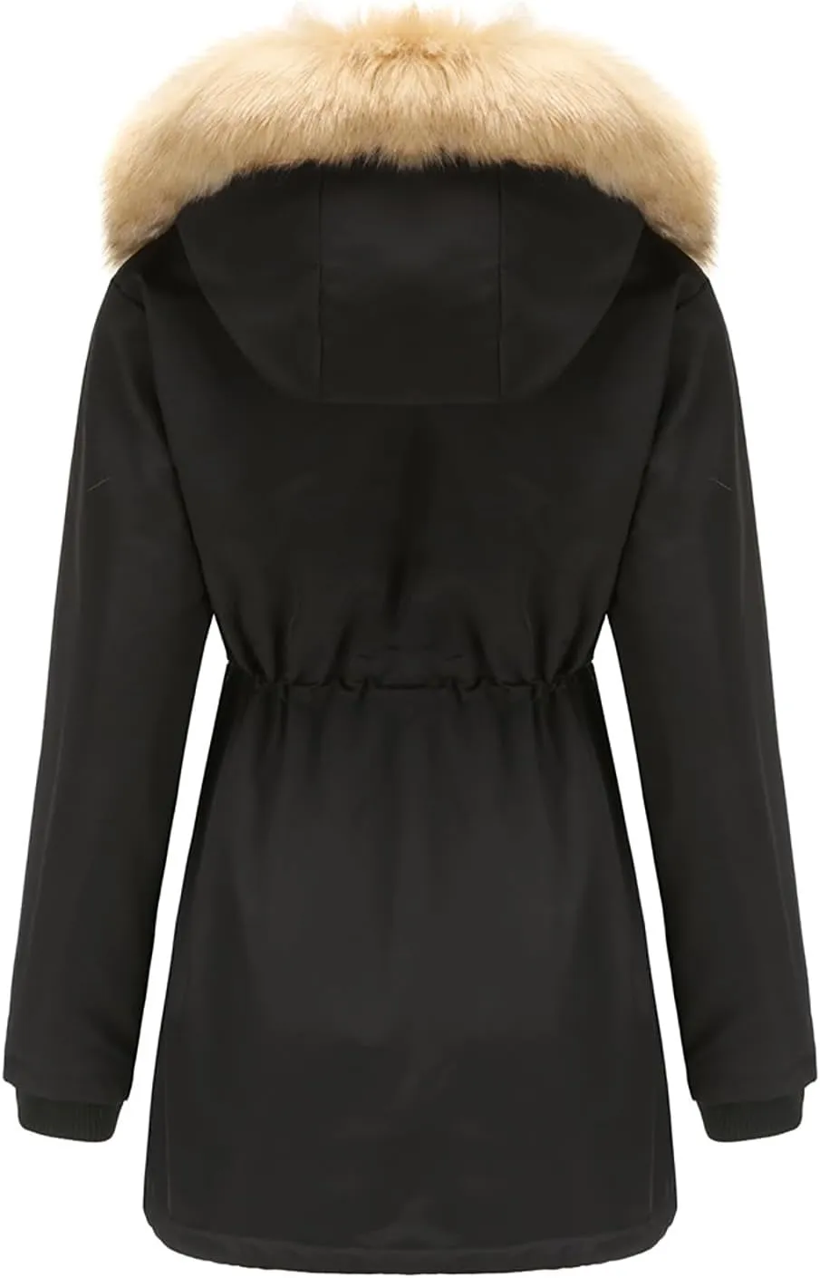 Women's Thicken Fur Lined Warm Winter Coat,Fashion Removable Hood Plus Size Mid Length Jackets Coat with Pockets