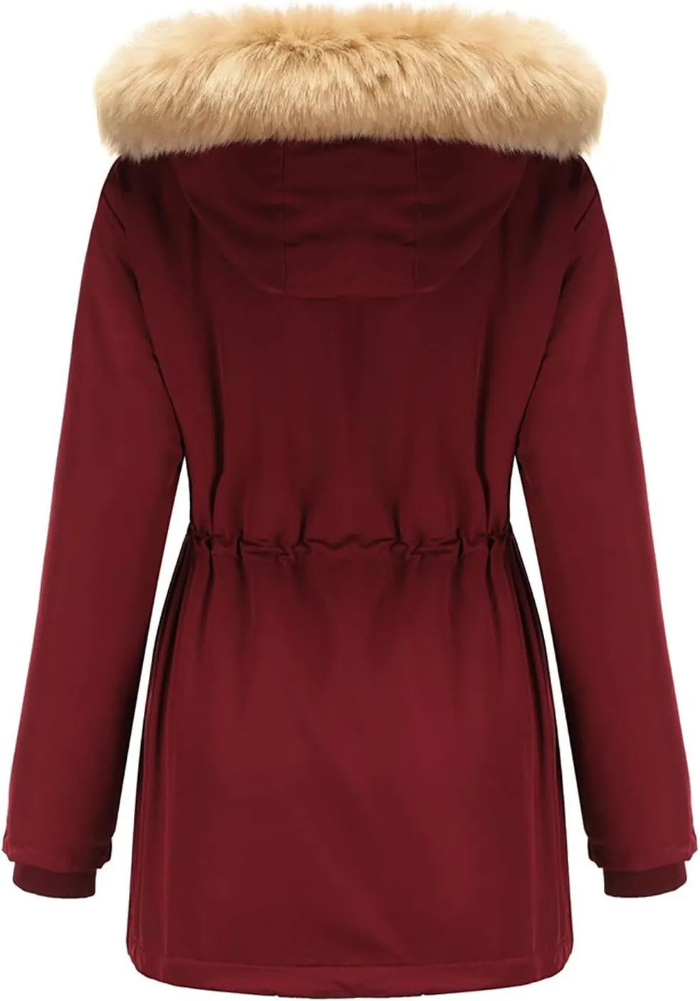 Women's Thicken Fur Lined Warm Winter Coat,Fashion Removable Hood Plus Size Mid Length Jackets Coat with Pockets