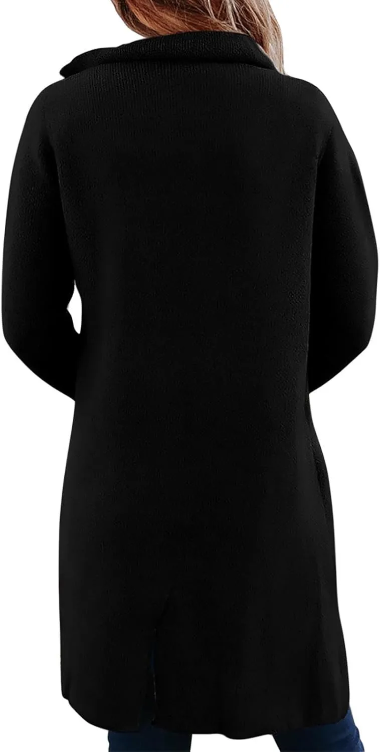 Women's Warm Double Breasted Wool Pea Coat Business Trench Coat Jacket Winter Elegant Coats for Women Lapel Jackets