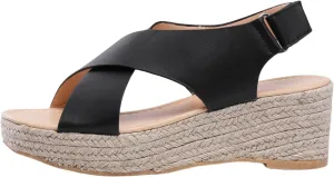Womens Wedge Platform Sandals Summer Slip On Beach Sandals Open Toe Cross Belt Wedge Sandal Adjustable Back Ankle Strap Concise Casual Summer Shoes