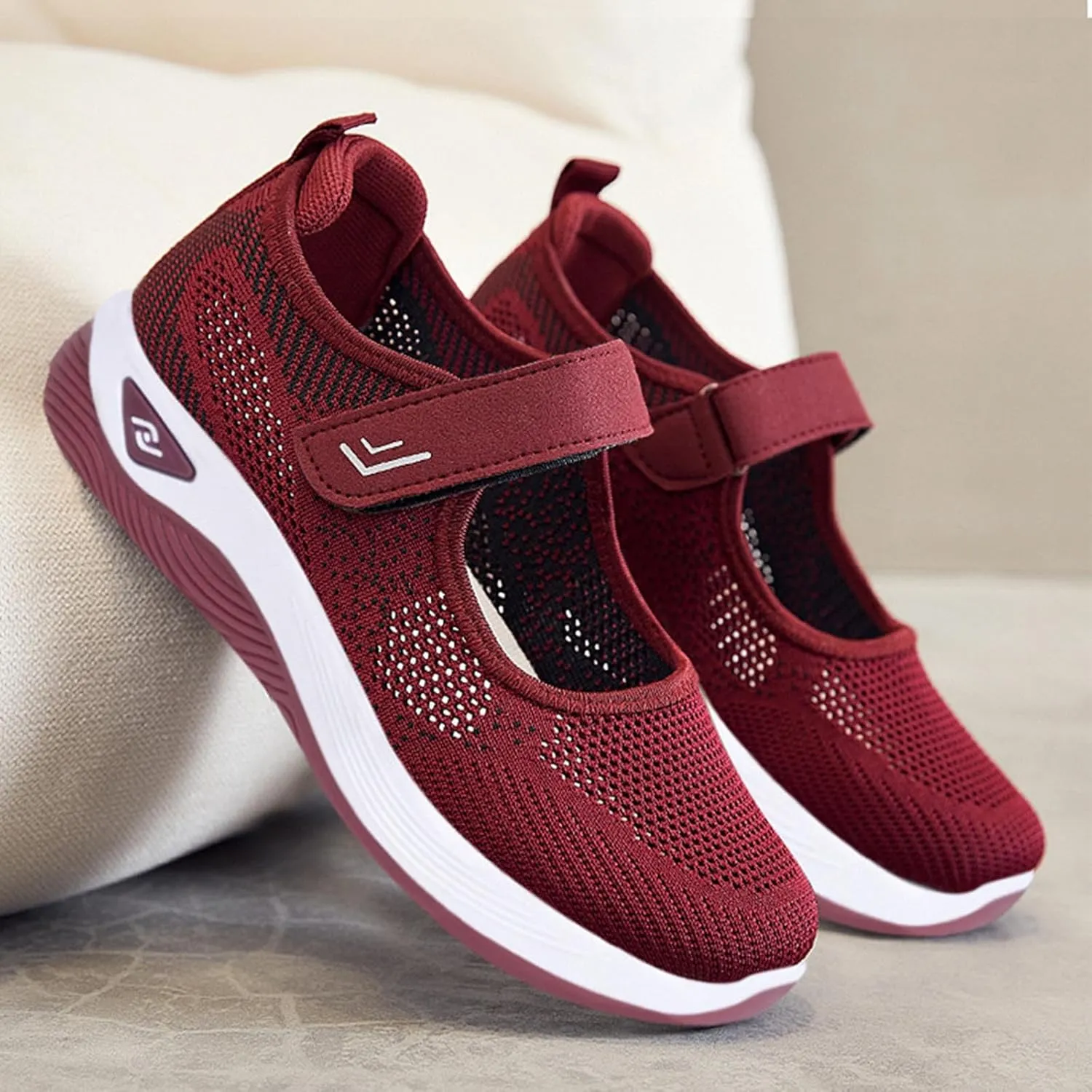 Women's Wide Width Walking Shoes Adjustable Closures Mesh Sneakers for Tennis Maternity Elderly Workout Travelling