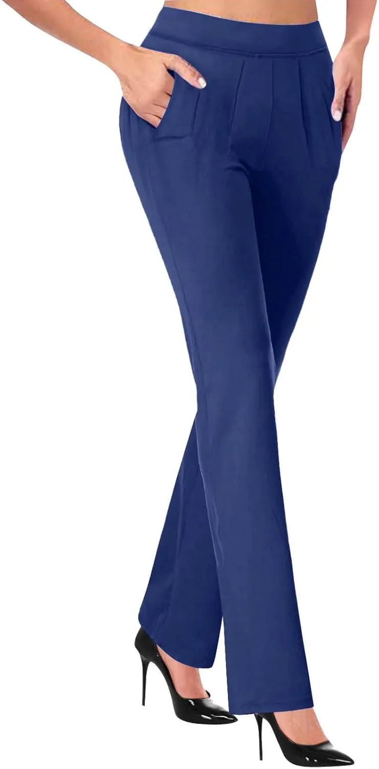 Womens Work Trousers Stretch Bootleg Trouser High Waist Flared Pants Bootcut Yoga Pants Wide Leg Business Trousers