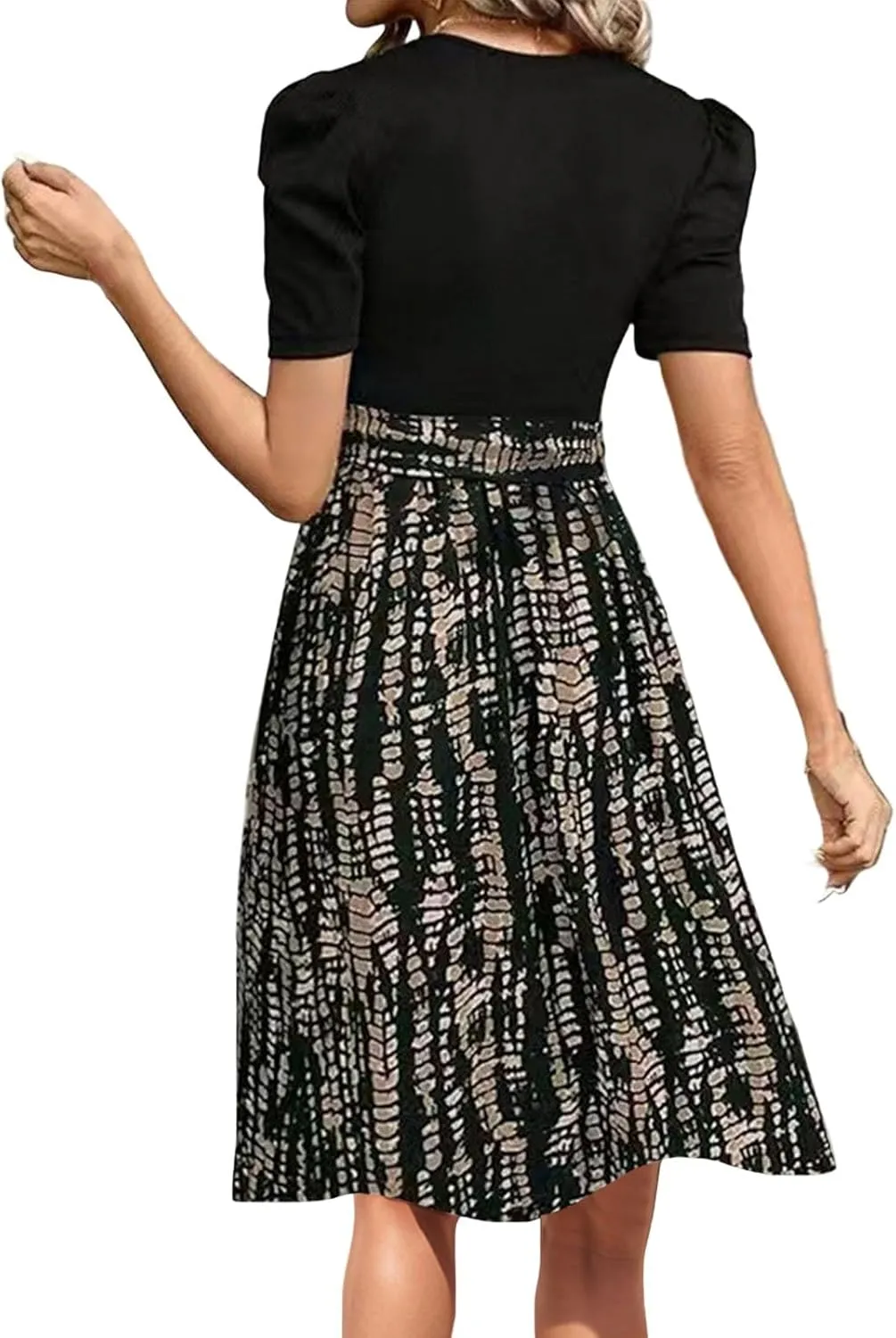 Wrap Dresses for Women 2025 Knee Length Floral Mini Dress Elegant Classy Flowy Ruffle Patchwork Empire Waist Dress