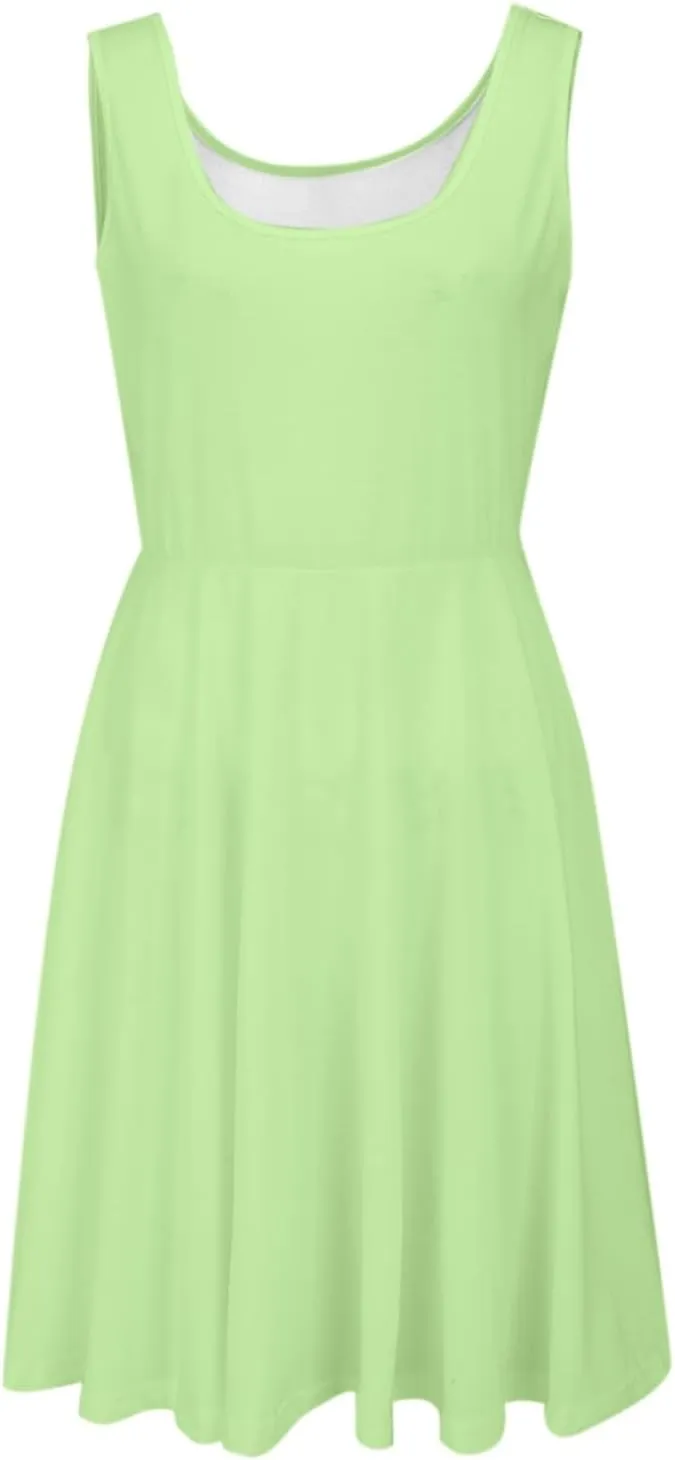XOWRTE Women's 2025 Summer Sleeveless Sundress Casual Spring Beach Vacation Crewneck Shift Swing Tank Dress Solid Mini Dress