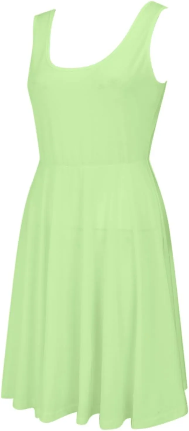 XOWRTE Women's 2025 Summer Sleeveless Sundress Casual Spring Beach Vacation Crewneck Shift Swing Tank Dress Solid Mini Dress