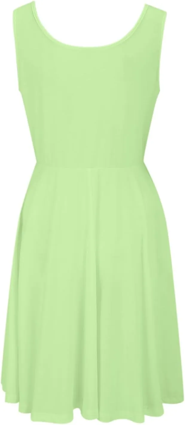 XOWRTE Women's 2025 Summer Sleeveless Sundress Casual Spring Beach Vacation Crewneck Shift Swing Tank Dress Solid Mini Dress