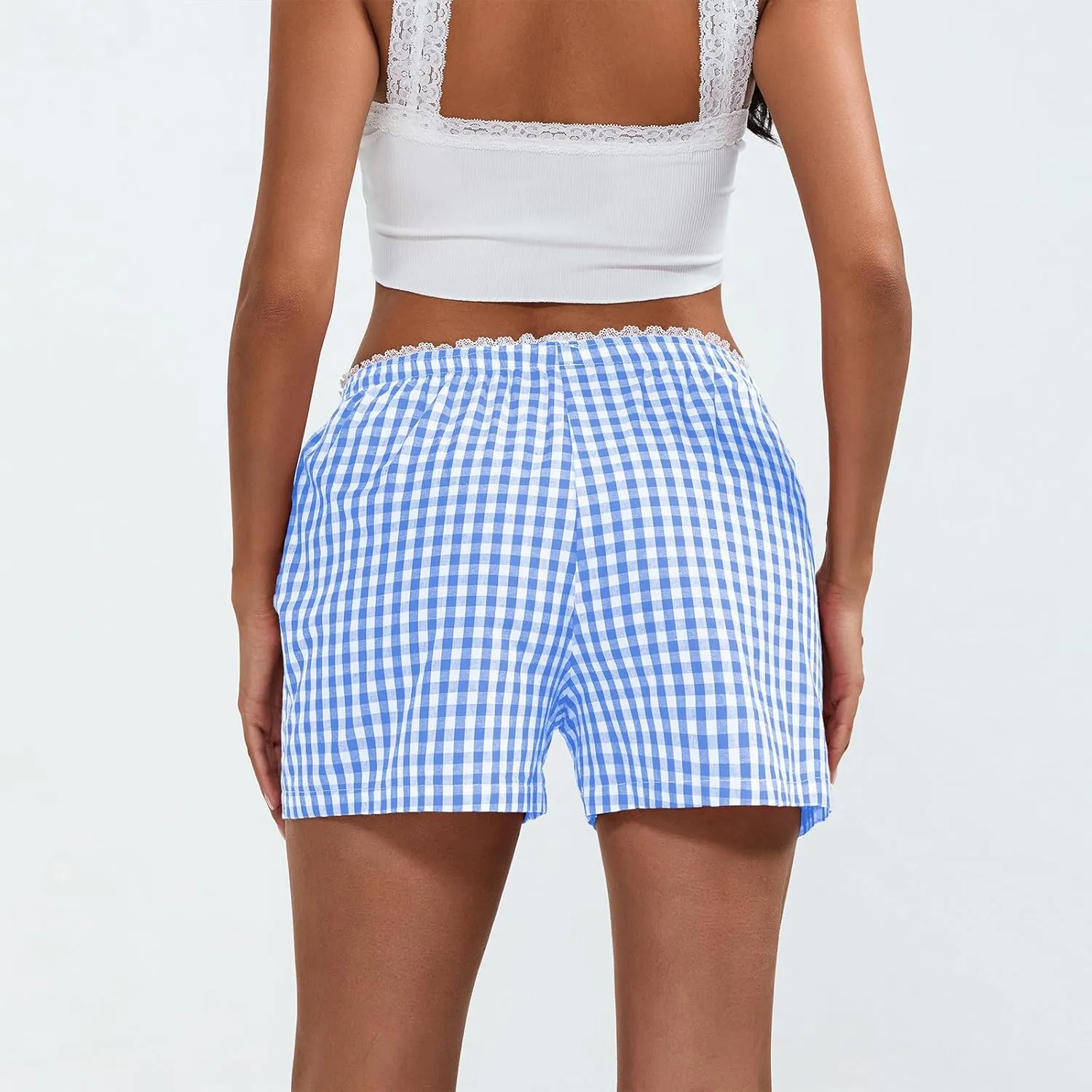 Y2k Short Pajama Bottoms Women Pj Boxers Elastic Low Waist Lounge Stripe Plaid Sleep Shorts Summer Vacation Shorts