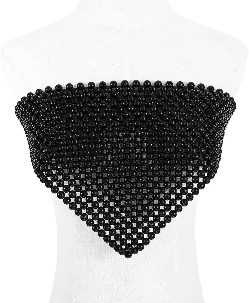 YAZILIND Women's Sexy Imitation Pearl Strappy Chest Jewelry Personality Exaggerated Bikini Body Chain Jewelry