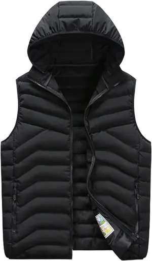 Ymosrh Men's Puffer Vest With Hood Outdoor Quilted Winter Vest Hooded Sleeveless Jacket Padded Vest Vest, XXXXL-7XL