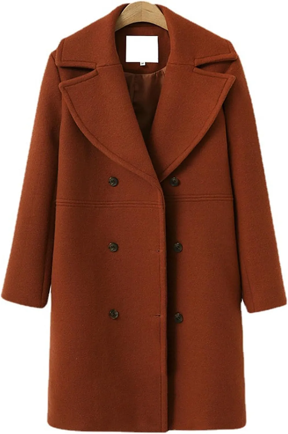 YRAETENM Pea Coats for Women Slouchy Drop Shoulder Double Breasted Maxi Long Wool Jackets Winter Trench Coats with Pockets