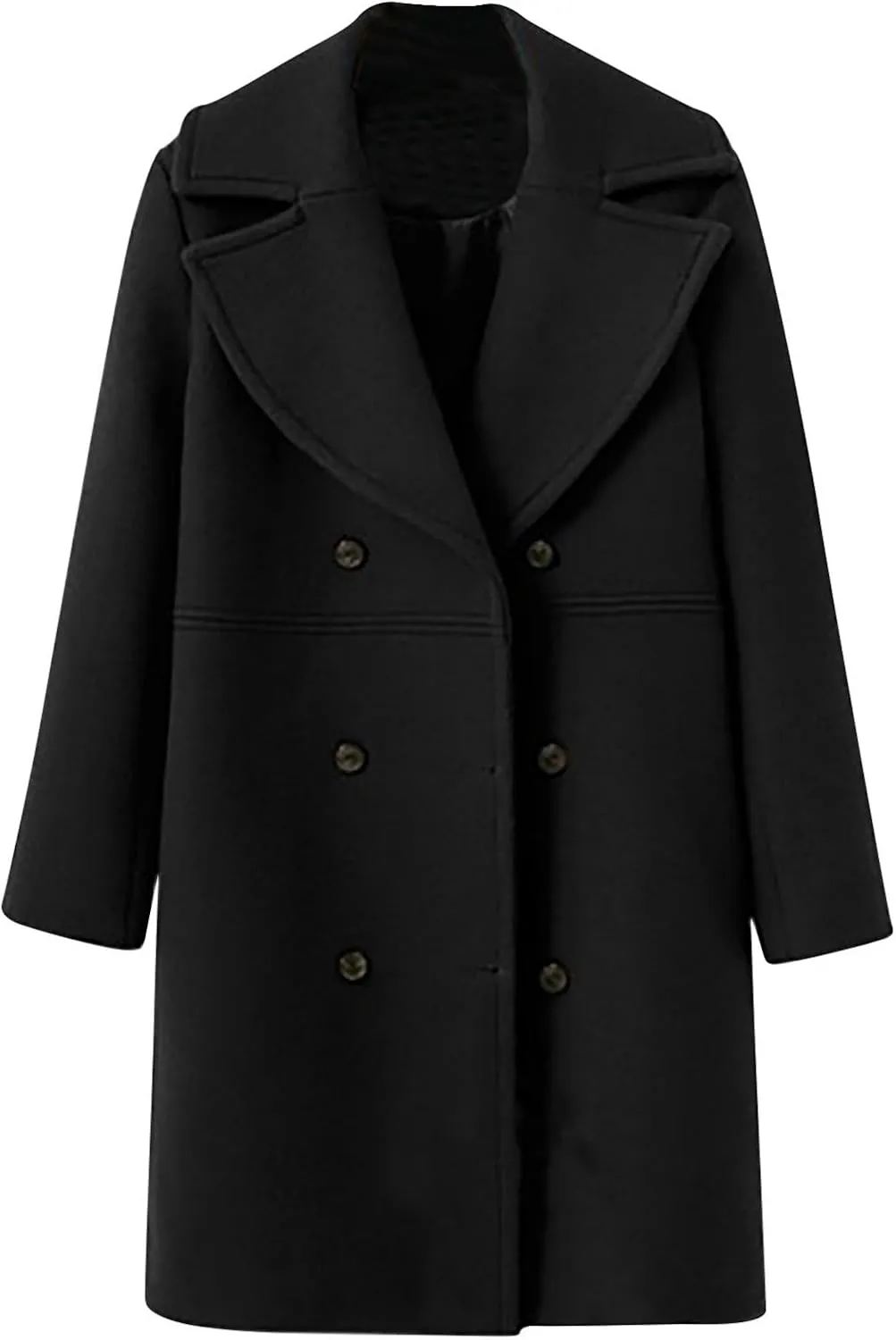 YRAETENM Pea Coats for Women Slouchy Drop Shoulder Double Breasted Maxi Long Wool Jackets Winter Trench Coats with Pockets