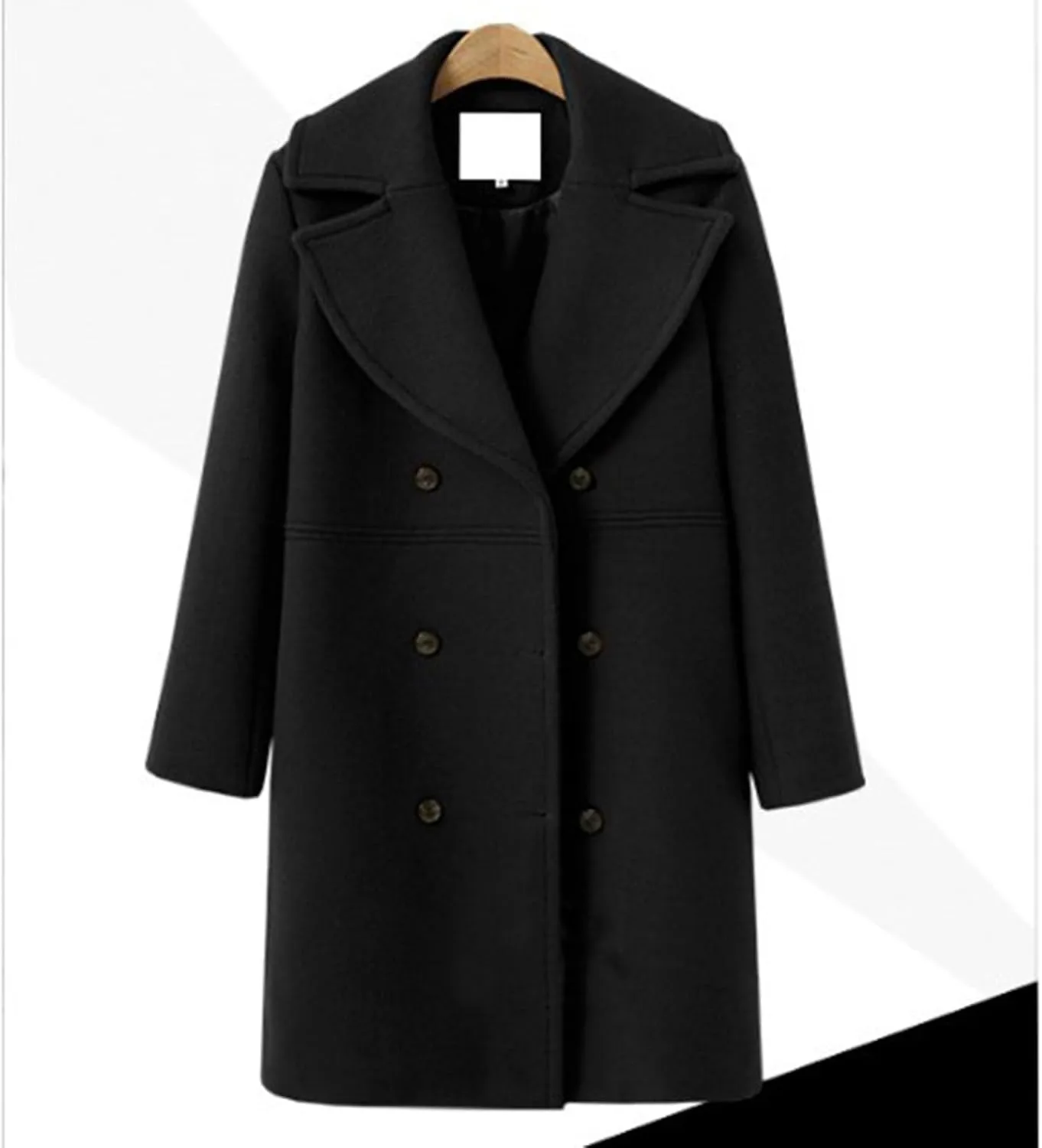 YRAETENM Pea Coats for Women Slouchy Drop Shoulder Double Breasted Maxi Long Wool Jackets Winter Trench Coats with Pockets