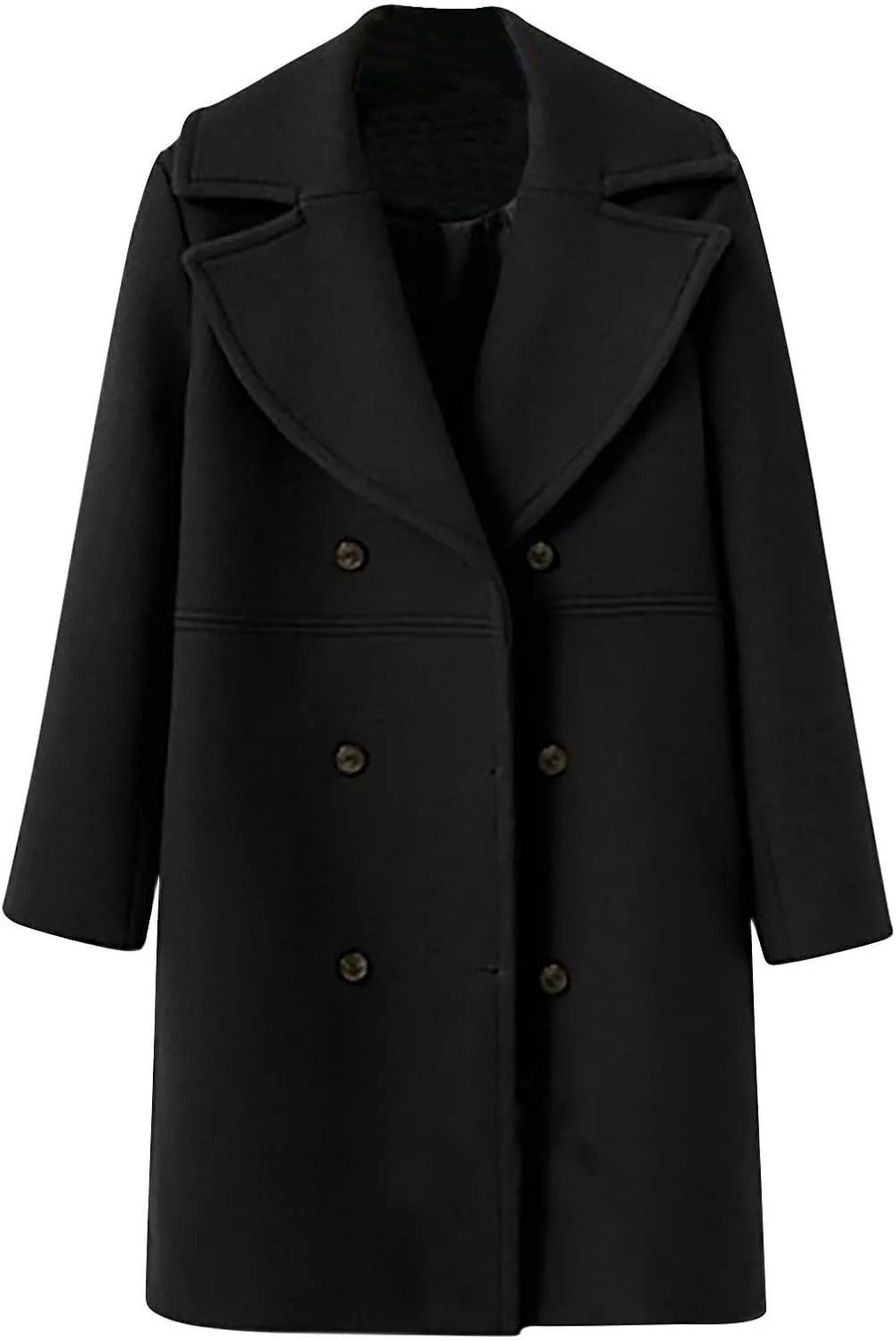 YRAETENM Pea Coats for Women Slouchy Drop Shoulder Double Breasted Maxi Long Wool Jackets Winter Trench Coats with Pockets