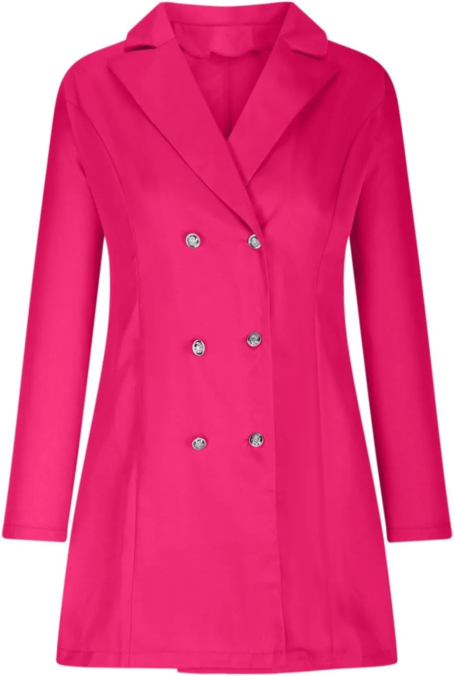 YRAETENM Trench Coat for Women 2024 Double Breasted Long Sleeve Work Office Blazers Casual Turn down Collar Dress Coats