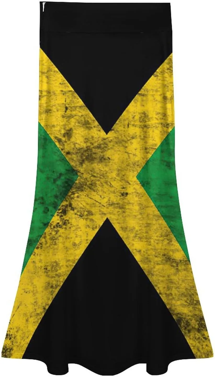 Zakqeik Women's Summer High Waisted Long Skirt Jamaica Flag Dress for Girls Cute Skirts