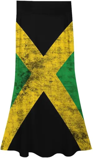 Zakqeik Women's Summer High Waisted Long Skirt Jamaica Flag Dress for Girls Cute Skirts