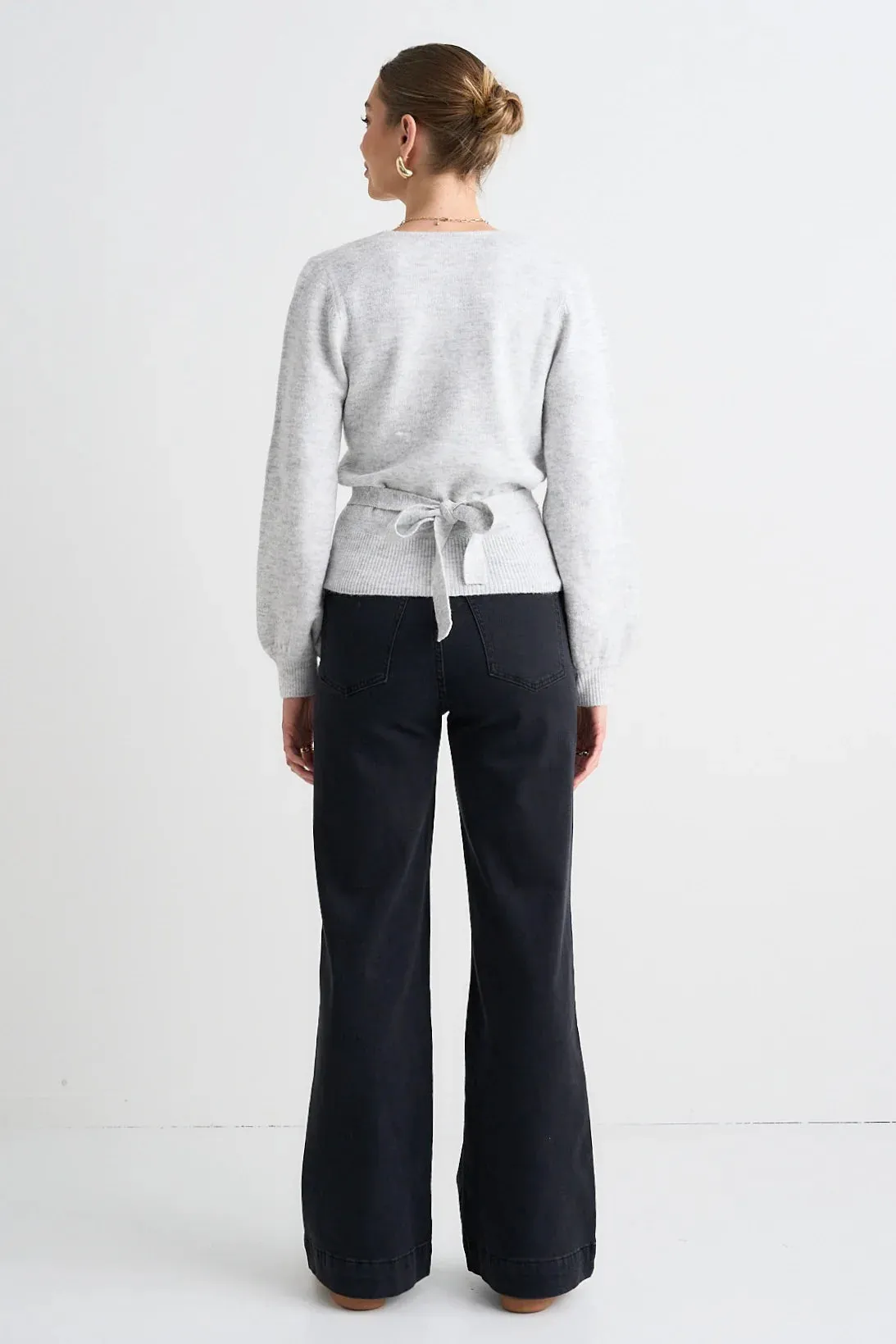Zoey Black High Rise Wide Leg Pocket Jean