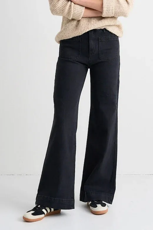 Zoey Black High Rise Wide Leg Pocket Jean