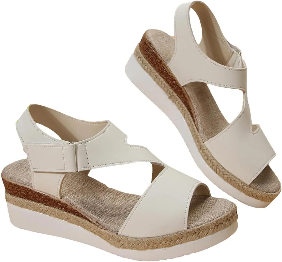 ZWRXW Women's Platform Sandals Comfortable Wedge Ankle Strap Open Toe Sandals Casual Dressy Summer Wedge Sandal With Arch Support for Beach Travel