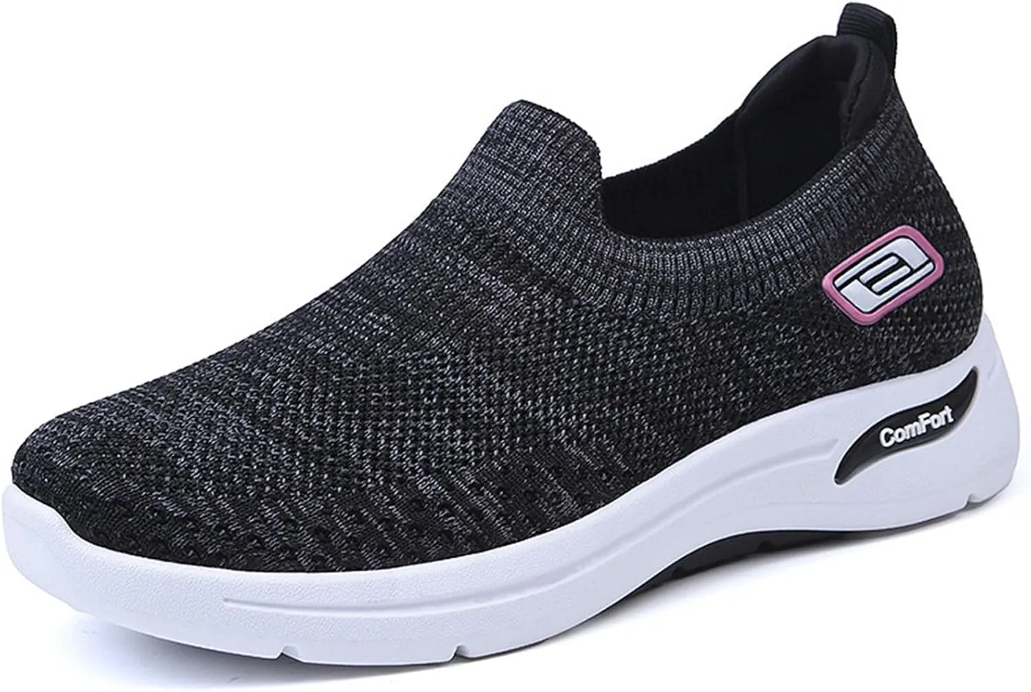 ZWRXW Womens Walking Shoes Orthopedic Slip On Air Cushion Platform Shoes Mesh Up Woven Sock Casual Ladies Fashion Sneakers Lightweight Comfortable Arch Support Sneaker with Arch Support