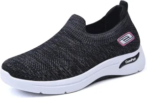 ZWRXW Womens Walking Shoes Orthopedic Slip On Air Cushion Platform Shoes Mesh Up Woven Sock Casual Ladies Fashion Sneakers Lightweight Comfortable Arch Support Sneaker with Arch Support